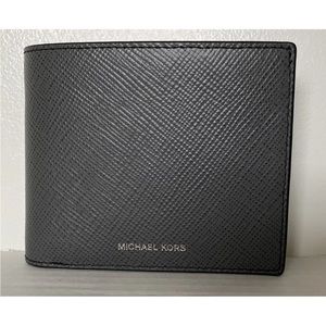 New Michael Kors Harrison Men's Slim Billfold wallet Leather Greyhound